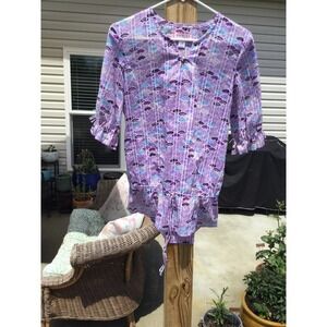 Koi size small scrub top scrubs purple feminine tie nursing nurse medical s